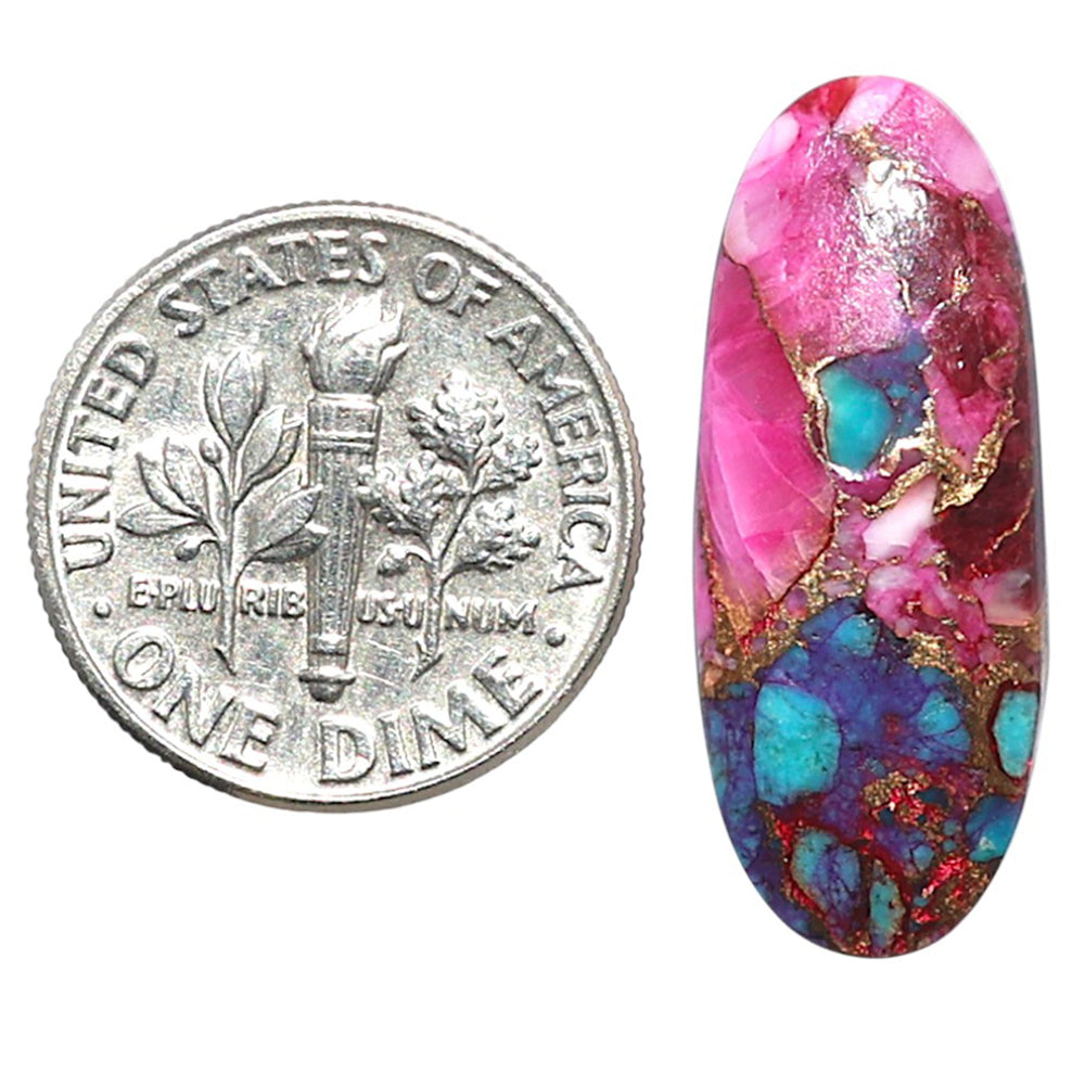 Kingman Pink Dahlia Turquoise 10.3x25.8x2.7 mm Oval Shape Polished Gemstone LS78-09064