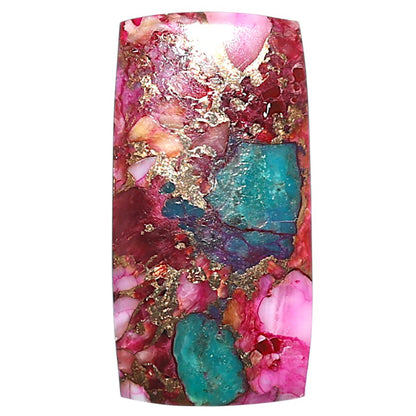 Kingman Pink Dahlia Turquoise 14.6x28.65x3.5 mm Baguette Shape Polished Gemstone LS78-09070