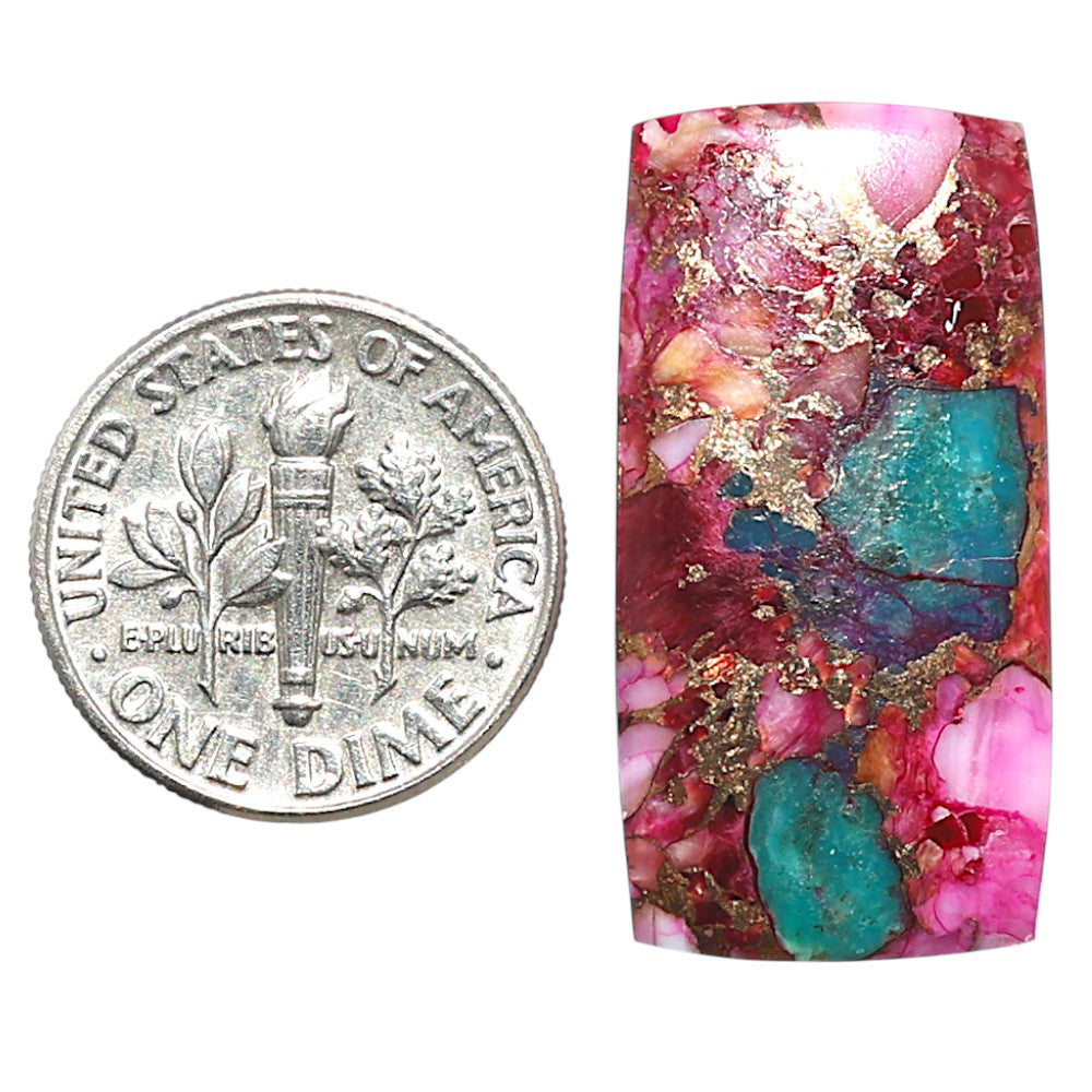 Kingman Pink Dahlia Turquoise 14.6x28.65x3.5 mm Baguette Shape Polished Gemstone LS78-09070