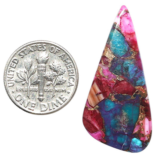 Kingman Pink Dahlia Turquoise 16.5x35.3x2.3 mm Fancy Shape Polished Gemstone LS78-09073