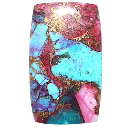 Kingman Pink Dahlia Turquoise 13.3x22.2x3 mm Baguette Shape Polished Gemstone LS78-09074