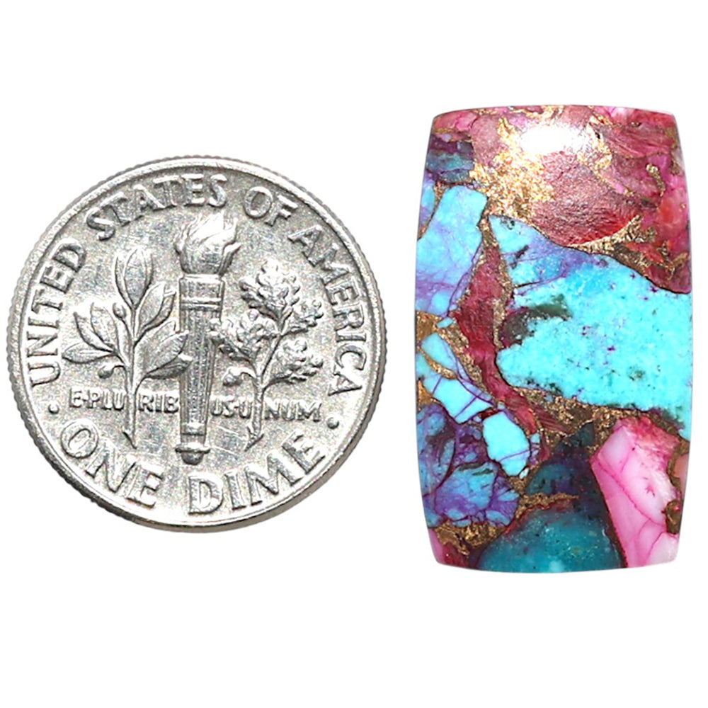 Kingman Pink Dahlia Turquoise 13.3x22.2x3 mm Baguette Shape Polished Gemstone LS78-09074
