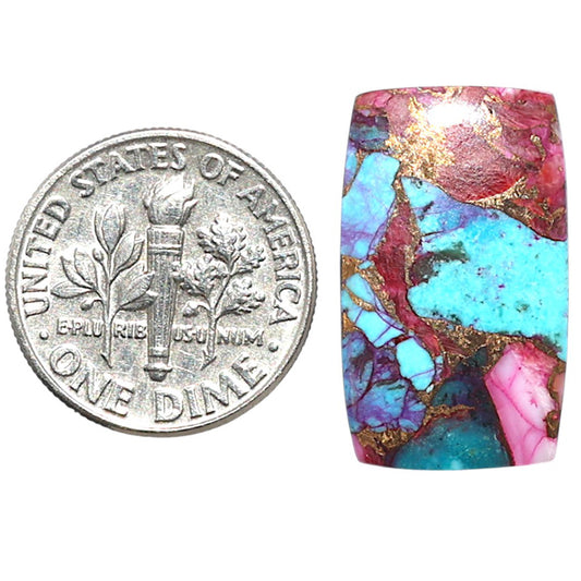 Kingman Pink Dahlia Turquoise 13.3x22.2x3 mm Baguette Shape Polished Gemstone LS78-09074