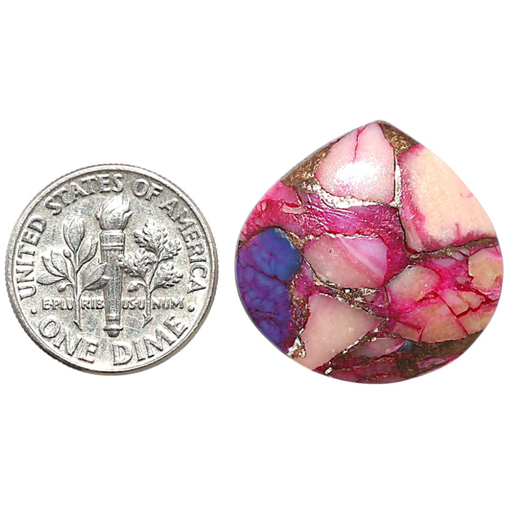 Kingman Pink Dahlia Turquoise 22.3x22.7x3.5 mm Heart Shape Polished Gemstone LS78-09079