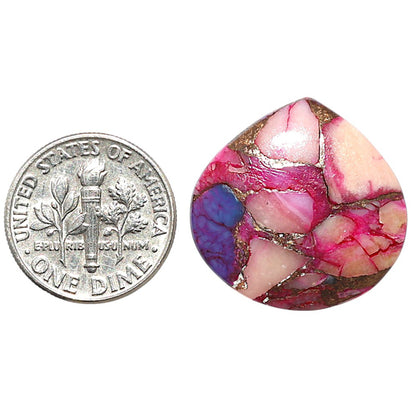Kingman Pink Dahlia Turquoise 22.3x22.7x3.5 mm Heart Shape Polished Gemstone LS78-09079