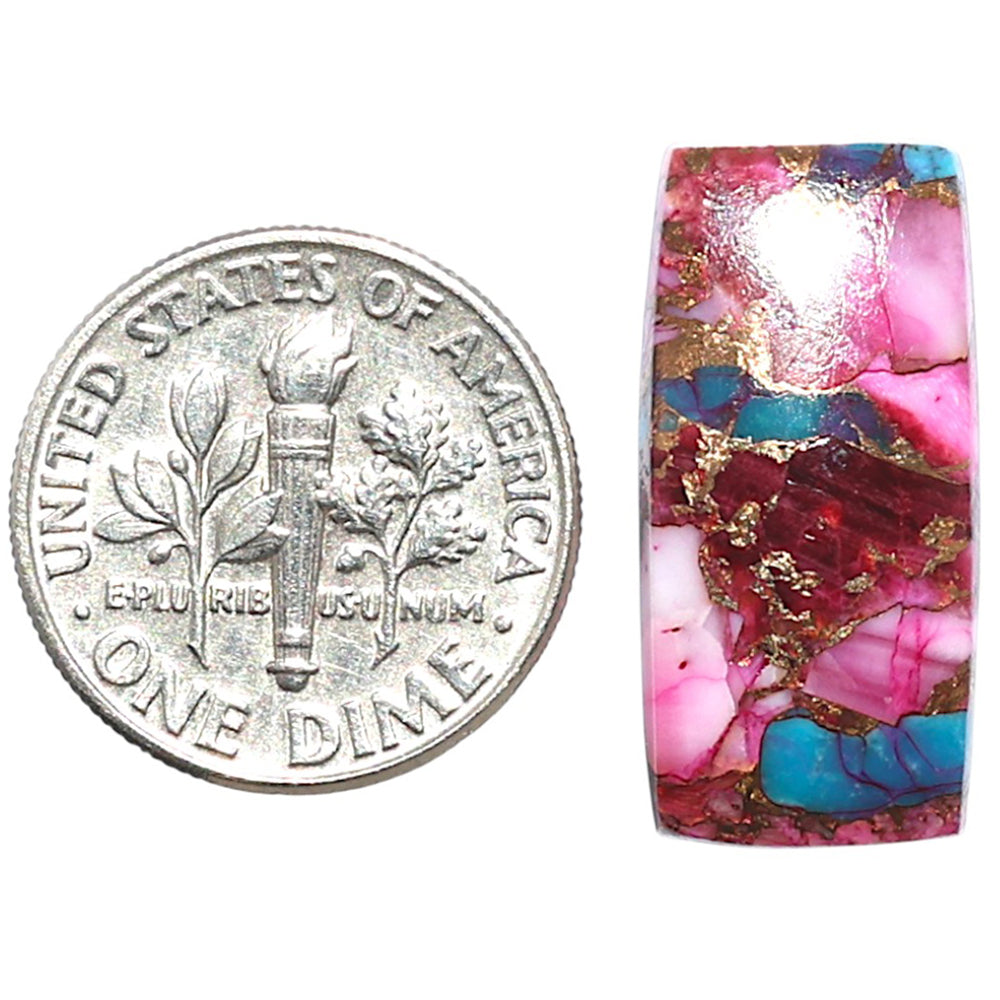 Kingman Pink Dahlia Turquoise 10.8x22.35x3.8 mm Baguette Shape Polished Gemstone LS78-09089