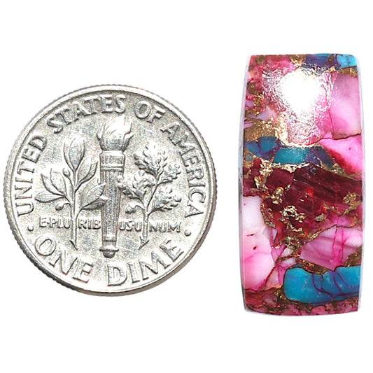 Kingman Pink Dahlia Turquoise 10.8x22.35x3.8 mm Baguette Shape Polished Gemstone LS78-09089