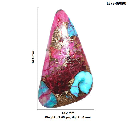 Kingman Pink Dahlia Turquoise 13.2x24.8x4 mm Fancy Shape Polished Gemstone LS78-09090