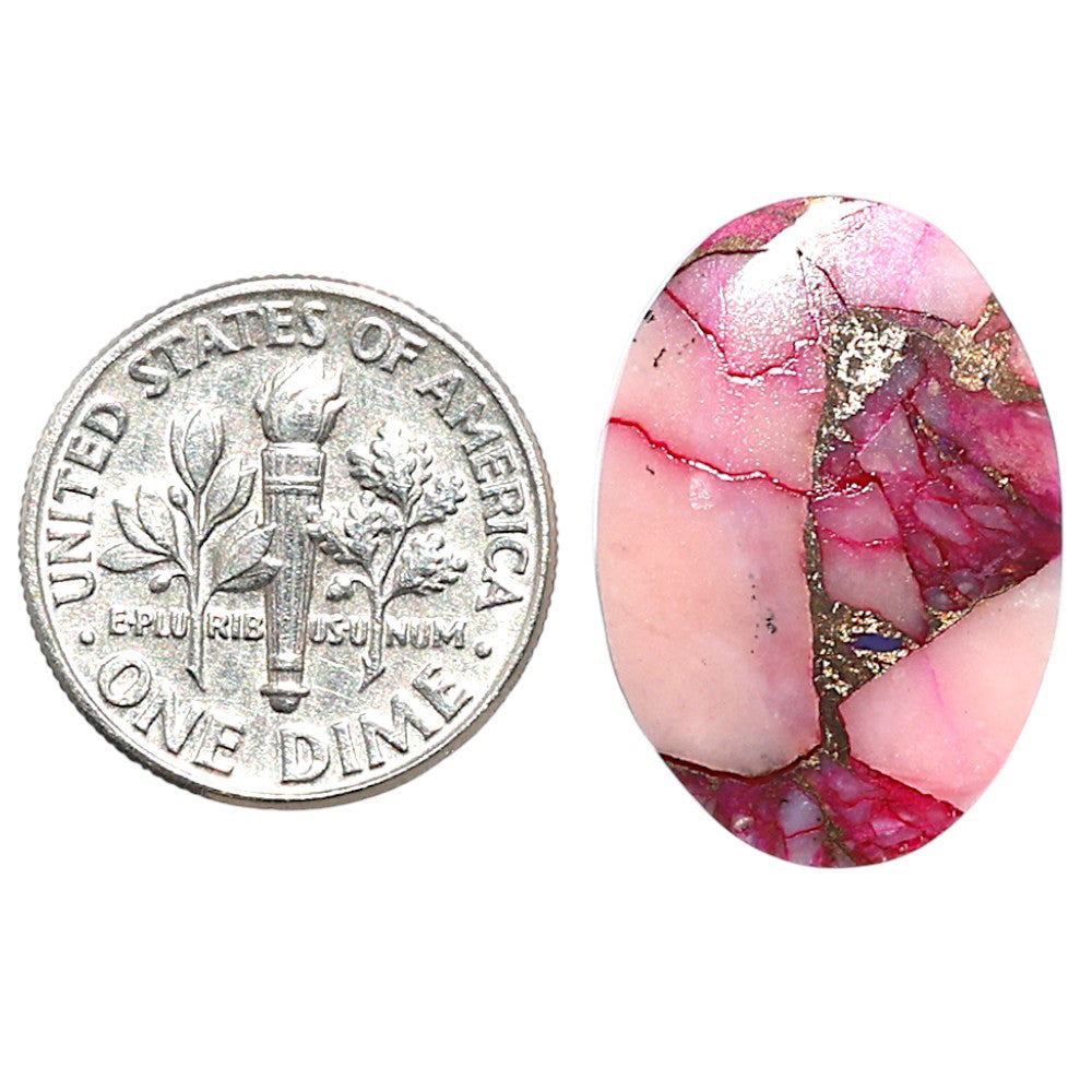 Kingman Pink Dahlia Turquoise 15.7x22.6x3 mm Oval Shape Polished Gemstone LS78-09091