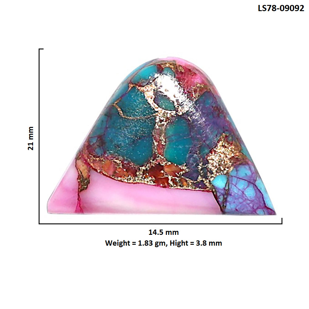 Kingman Pink Dahlia Turquoise 14.5x21x3.8 mm Fancy Shape Polished Gemstone LS78-09092