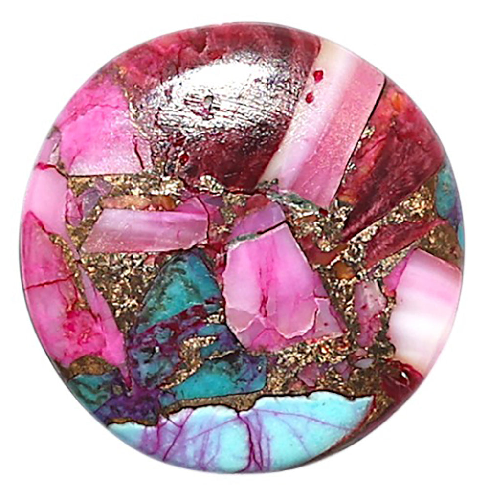 Kingman Pink Dahlia Turquoise 19.3x19.3x2.8 mm Round Shape Polished Gemstone LS78-09093