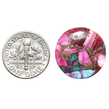 Kingman Pink Dahlia Turquoise 19.3x19.3x2.8 mm Round Shape Polished Gemstone LS78-09093