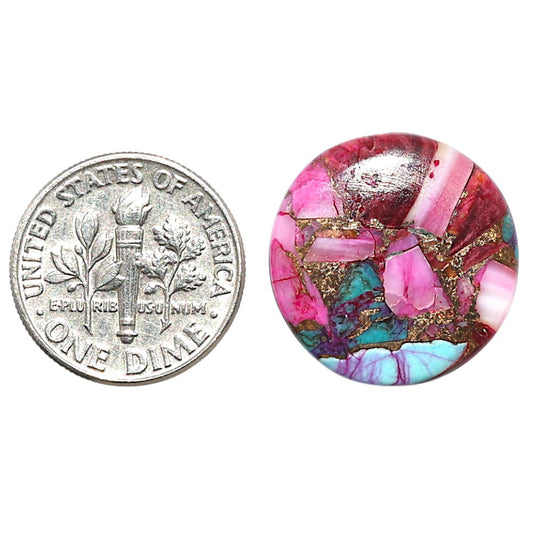 Kingman Pink Dahlia Turquoise 19.3x19.3x2.8 mm Round Shape Polished Gemstone LS78-09093