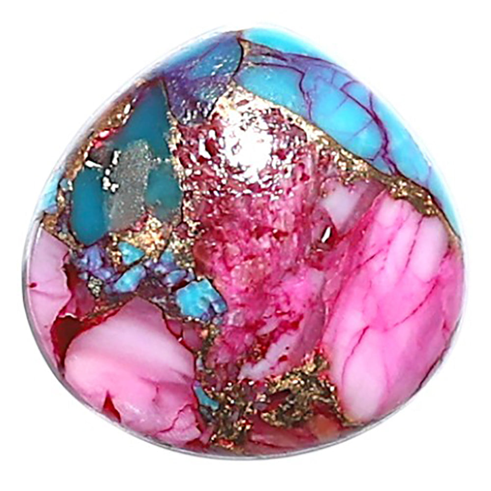Kingman Pink Dahlia Turquoise 15.1x15.5x4 mm Heart Shape Polished Gemstone LS78-09095