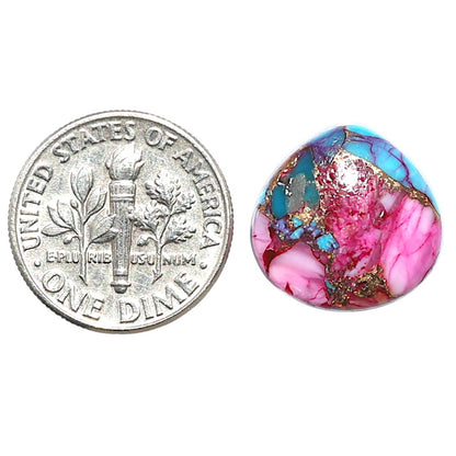 Kingman Pink Dahlia Turquoise 15.1x15.5x4 mm Heart Shape Polished Gemstone LS78-09095