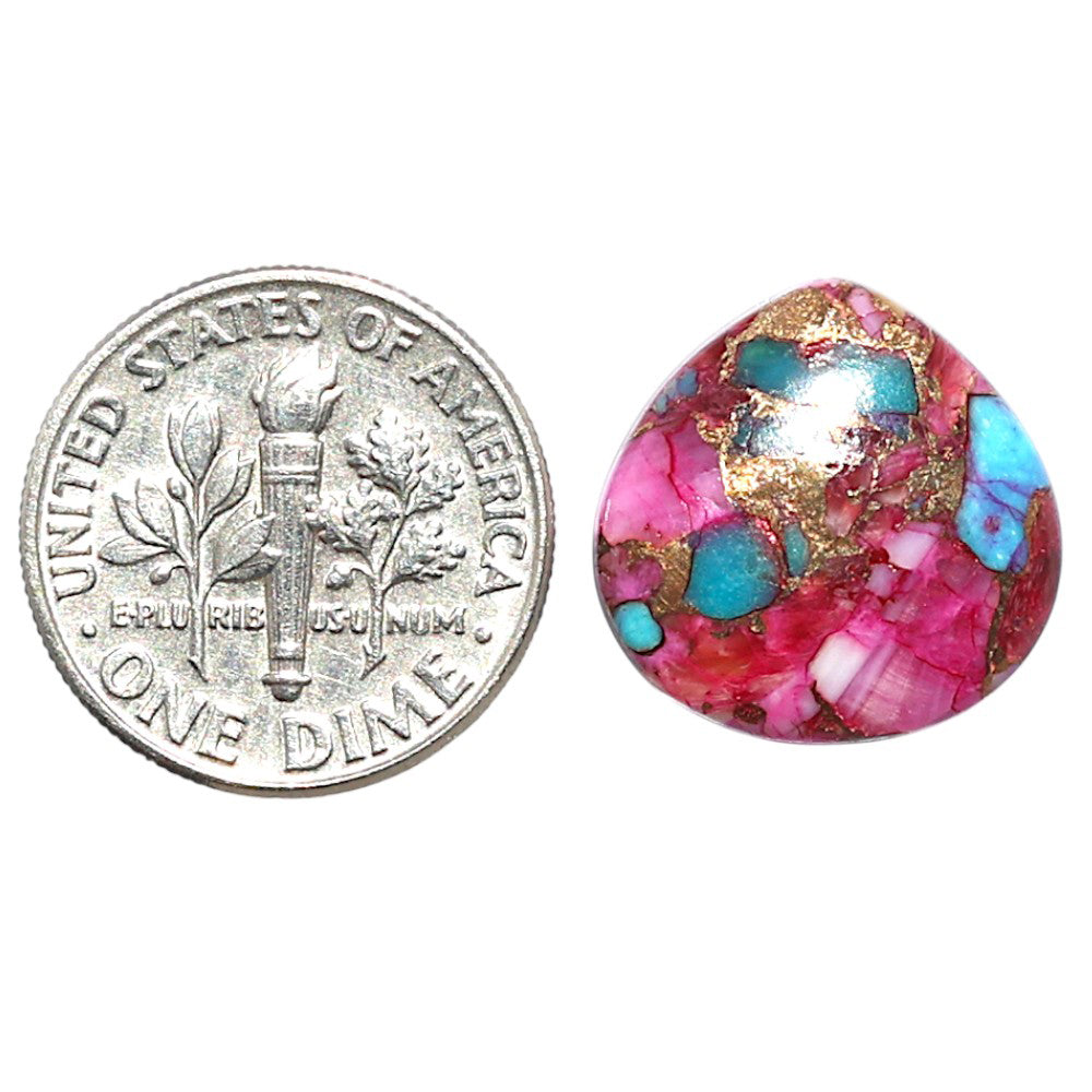 Kingman Pink Dahlia Turquoise 15.8x15.8x3.7 mm Heart Shape Polished Gemstone LS78-09096