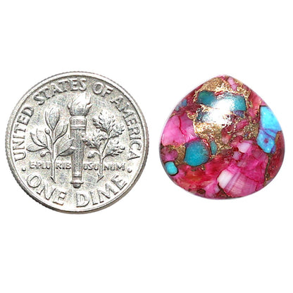 Kingman Pink Dahlia Turquoise 15.8x15.8x3.7 mm Heart Shape Polished Gemstone LS78-09096