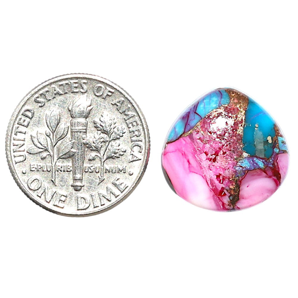 Kingman Pink Dahlia Turquoise 15.6x16x4 mm Heart Shape Polished Gemstone LS78-09097