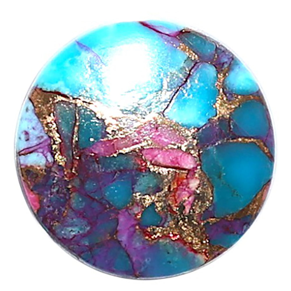 Kingman Pink Dahlia Turquoise 15.5x15.5x3.3 mm Round Shape Polished Gemstone LS78-09098
