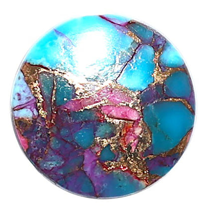 Kingman Pink Dahlia Turquoise 15.5x15.5x3.3 mm Round Shape Polished Gemstone LS78-09098