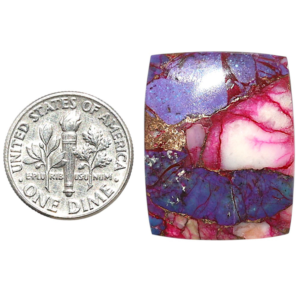 Kingman Pink Dahlia Turquoise 20.8x26.1x4 mm Baguette Shape Polished Gemstone LS78-09099