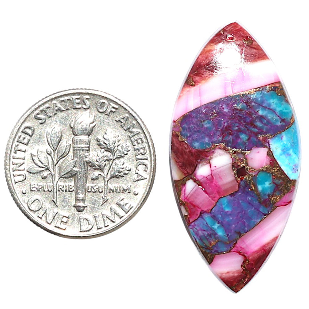 Kingman Pink Dahlia Turquoise 15.7x32.5x3.5 mm Marquise Shape Polished Gemstone LS78-09102