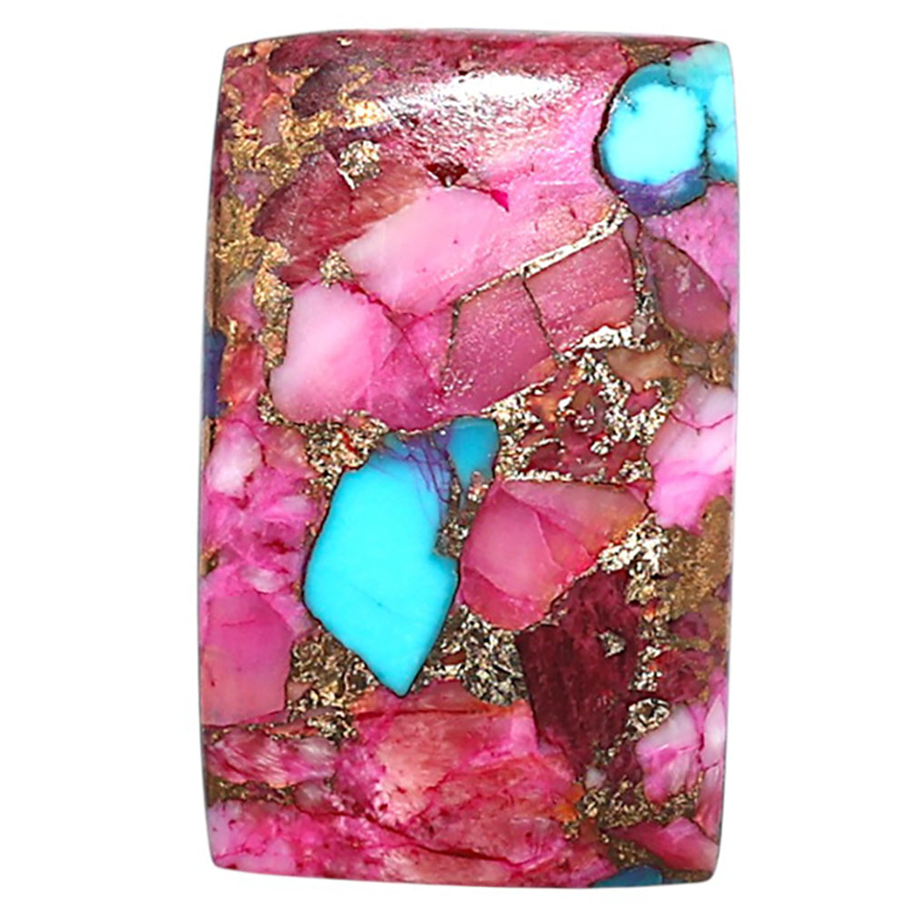 Kingman Pink Dahlia Turquoise 16.7x26.7x2.5 mm Baguette Shape Polished Gemstone LS78-09103