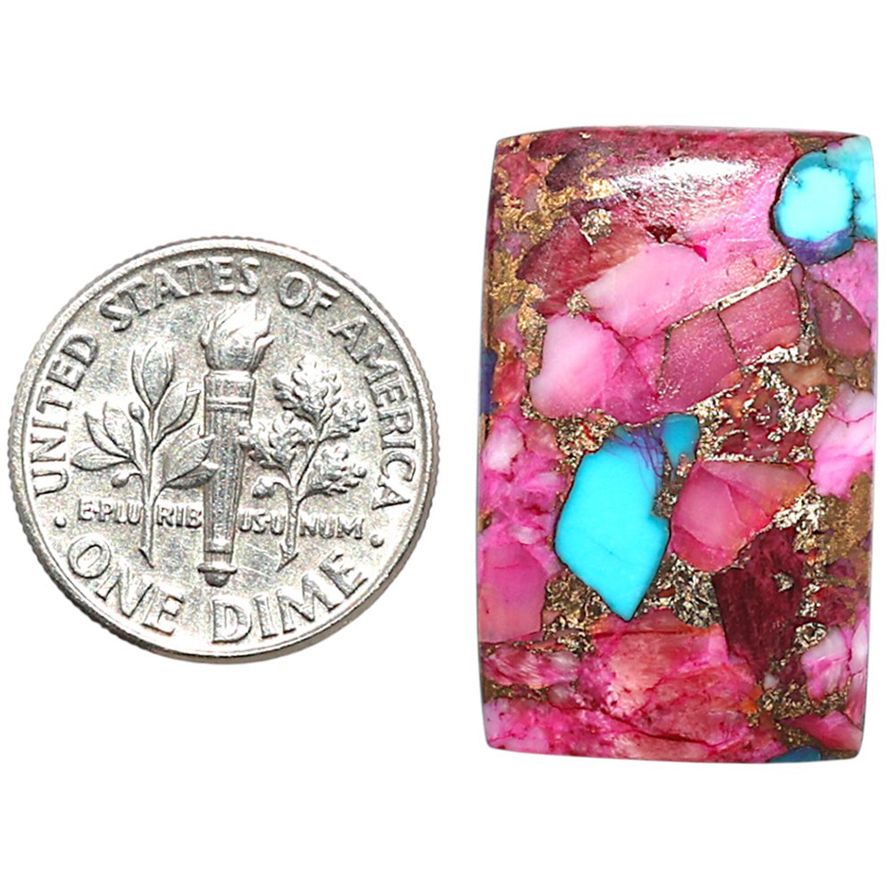 Kingman Pink Dahlia Turquoise 16.7x26.7x2.5 mm Baguette Shape Polished Gemstone LS78-09103