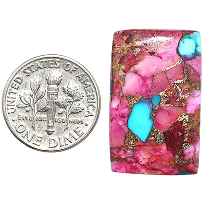 Kingman Pink Dahlia Turquoise 16.7x26.7x2.5 mm Baguette Shape Polished Gemstone LS78-09103