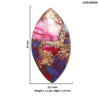 Kingman Pink Dahlia Turquoise 12.2x23x2.5 mm Marquise Shape Polished Gemstone LS78-09104