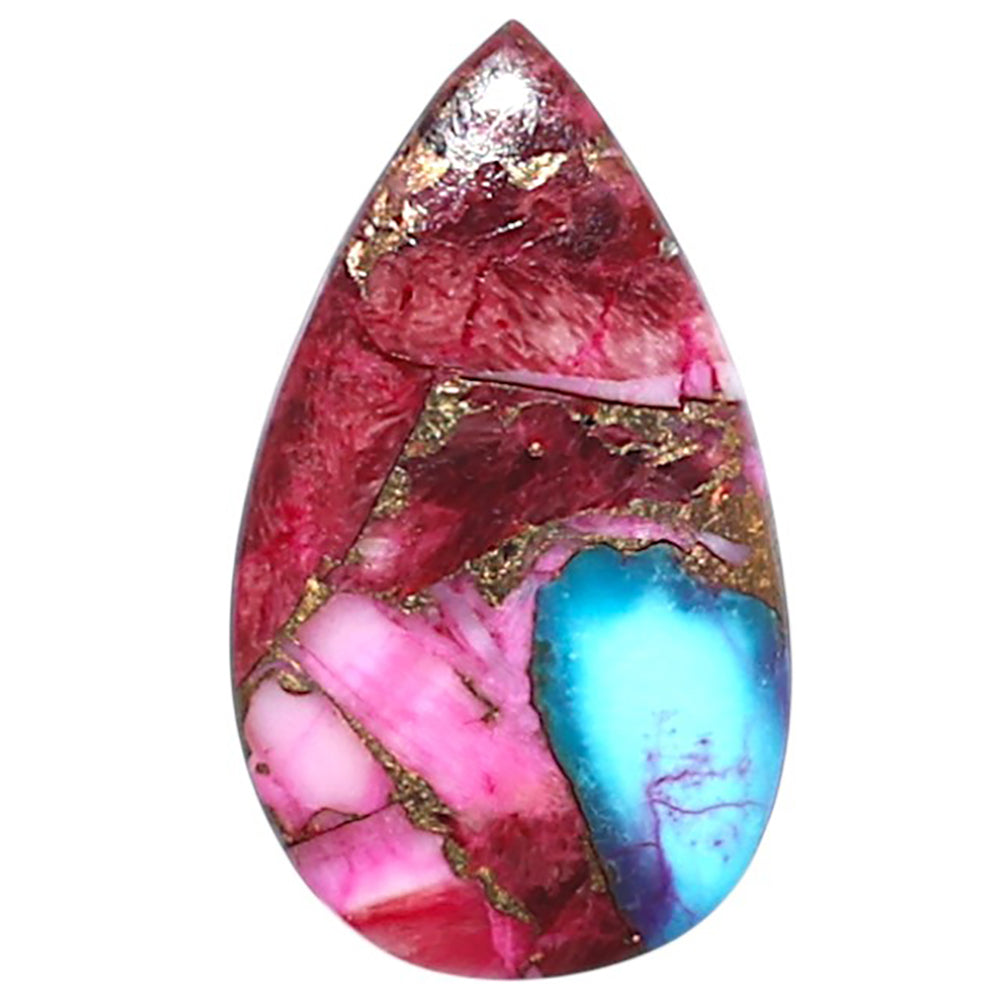 Kingman Pink Dahlia Turquoise 12x20.7x2 mm Pear Shape Polished Gemstone LS78-09108