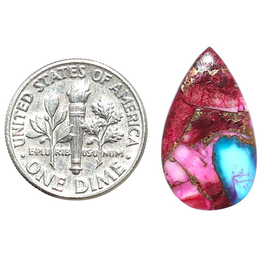 Kingman Pink Dahlia Turquoise 12x20.7x2 mm Pear Shape Polished Gemstone LS78-09108