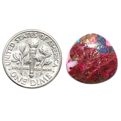 Kingman Pink Dahlia Turquoise 15.5x15.5x3.7 mm Heart Shape Polished Gemstone LS78-09109