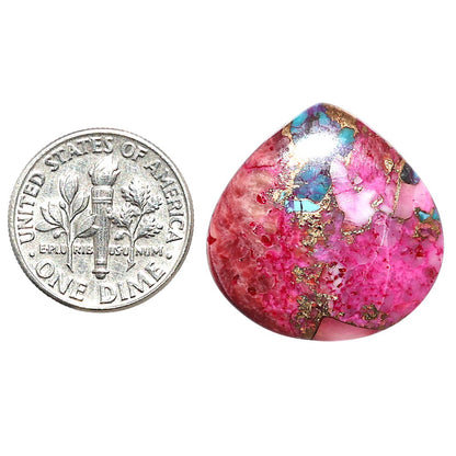 Kingman Pink Dahlia Turquoise 23x23x2.8 mm Heart Shape Polished Gemstone LS78-09110