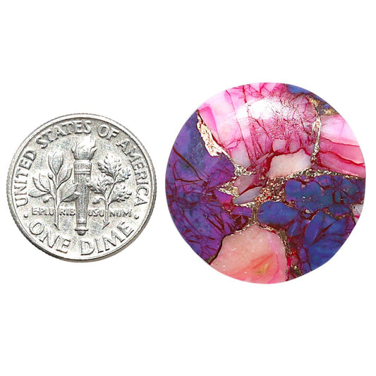 Kingman Pink Dahlia Turquoise 24x24x3.6 mm Round Shape Polished Gemstone LS78-09112