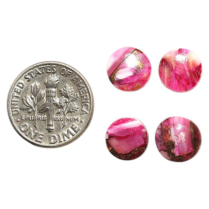 Natural Kingman Orange Dahlia Turquoise 9x9x2 mm Round Shape Polished Gemstone Set of 4 LS78-09449