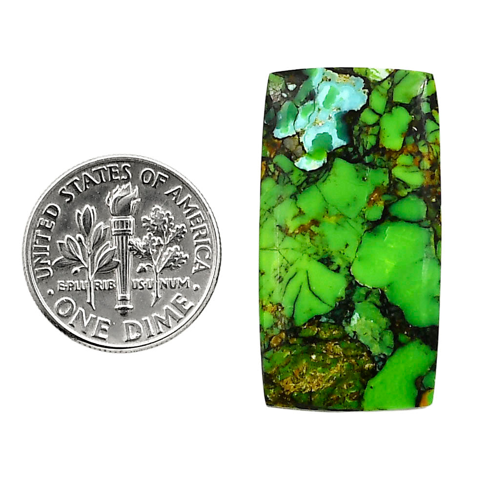 Green Matrix Turquoise 16.5x30.85x4 mm Baguette Shape Polished Gemstone LS79-05028