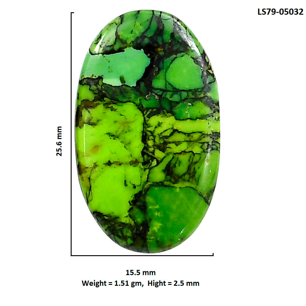 Green Matrix Turquoise 15.5x25.6x2.5 mm Oval Shape Polished Gemstone LS79-05032