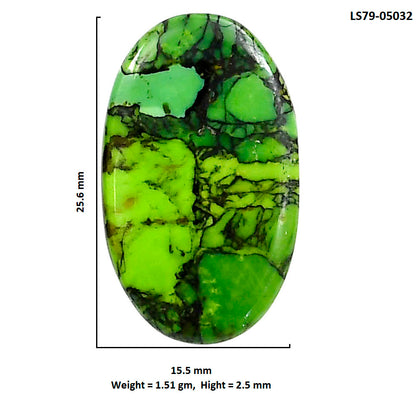 Green Matrix Turquoise 15.5x25.6x2.5 mm Oval Shape Polished Gemstone LS79-05032