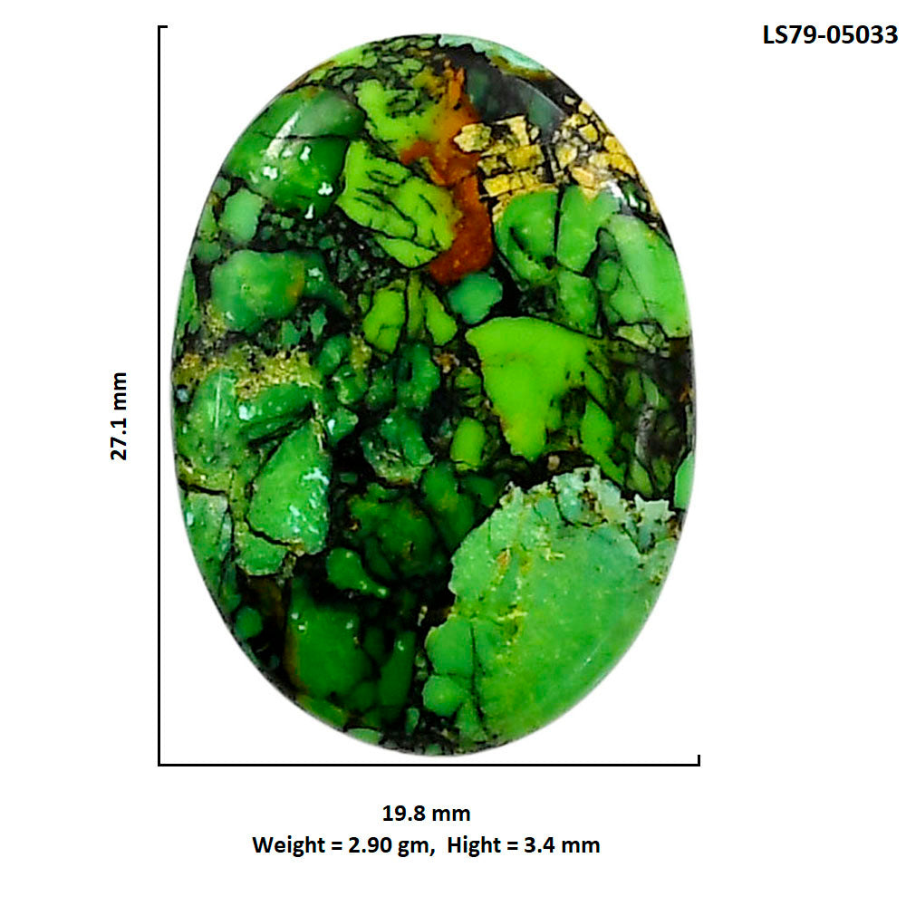 Green Matrix Turquoise 19.8x27.1x3.4 mm Oval Shape Polished Gemstone LS79-05033