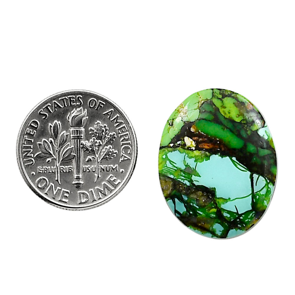 Green Matrix Turquoise 17.7x22.3x4 mm Oval Shape Polished Gemstone LS79-05034