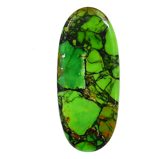 Green Matrix Turquoise 14x32x2.5 mm Oval Shape Polished Gemstone LS79-05035
