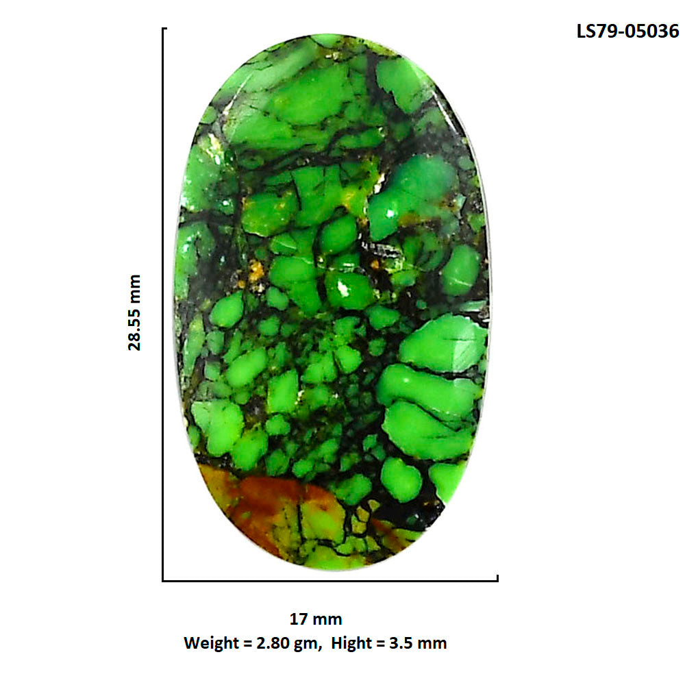 Green Matrix Turquoise 17x28.55x3.5 mm Oval Shape Polished Gemstone LS79-05036