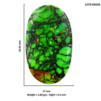Green Matrix Turquoise 17x28.55x3.5 mm Oval Shape Polished Gemstone LS79-05036