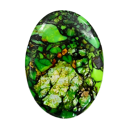 Green Matrix Turquoise 18.6x25.65x3 mm Oval Shape Polished Gemstone LS79-05037