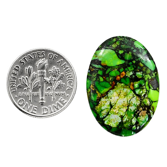 Green Matrix Turquoise 18.6x25.65x3 mm Oval Shape Polished Gemstone LS79-05037