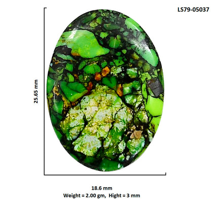 Green Matrix Turquoise 18.6x25.65x3 mm Oval Shape Polished Gemstone LS79-05037