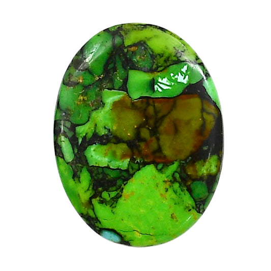 Green Matrix Turquoise 20.2x26.5x3 mm Oval Shape Polished Gemstone LS79-05039