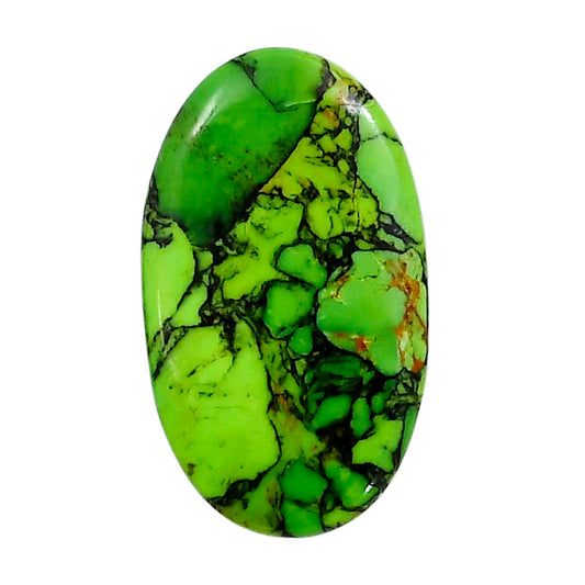 Green Matrix Turquoise 17.2x29.4x3 mm Oval Shape Polished Gemstone LS79-05040