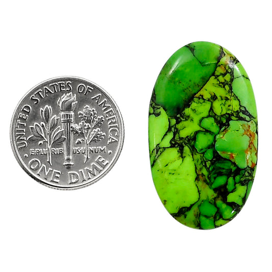 Green Matrix Turquoise 17.2x29.4x3 mm Oval Shape Polished Gemstone LS79-05040